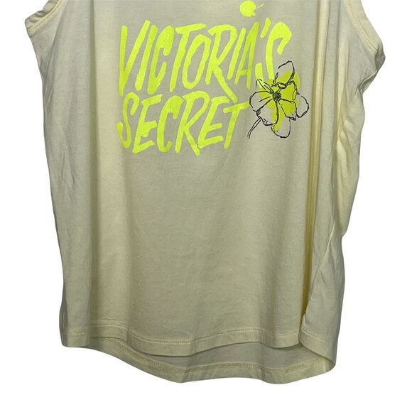 Victorias Secret Racerback Tank Top Small Graphic Neon Yellow Active Gym Shirt - Picture 7 of 7